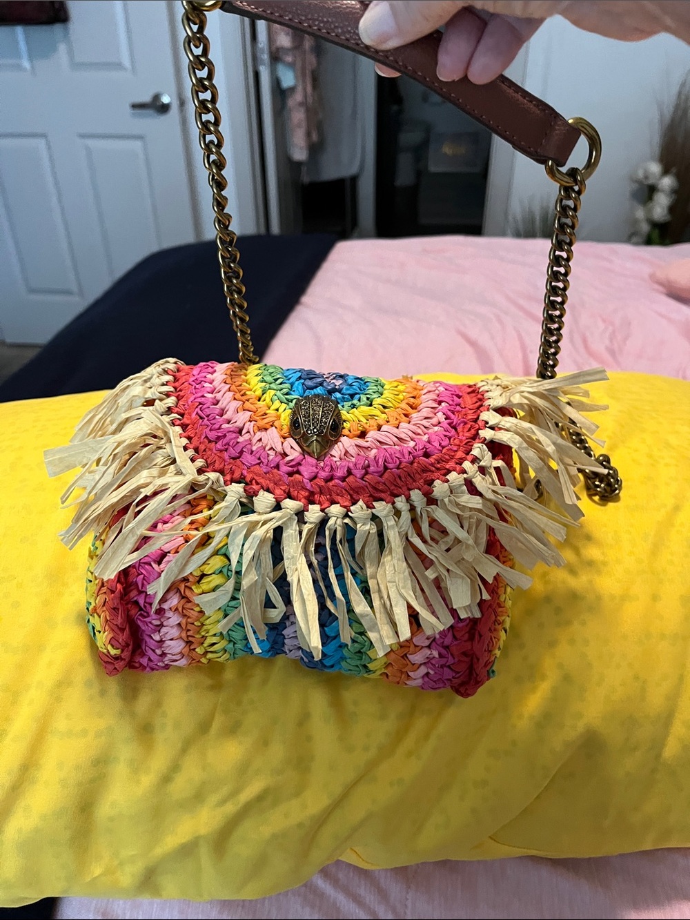Kurt Geiger Multicolor Crochet Fringe Crossbody Bag